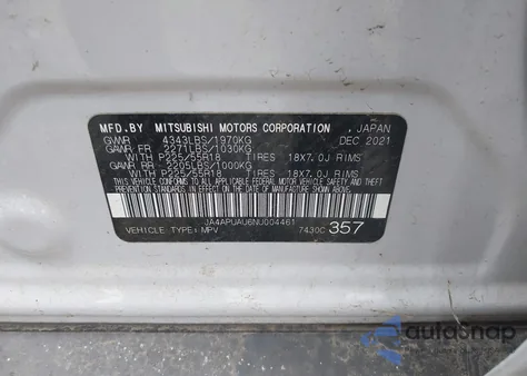 2022 Mitsubishi Outlander Sport 2.0 Be 2Wd/2.0 Es 2Wd/2.0 Le 2Wd/2.0 S 2Wd z USA, uszkodzony, nr VIN JA4APUAU6NU004461